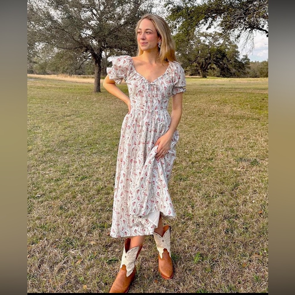 Hill House Home | Ophelia Midi Dress | Butterfly Trellis Cotton Sateen